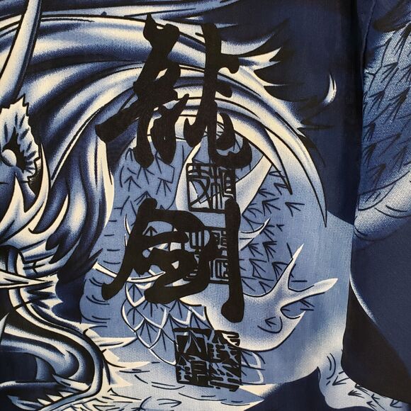 KNU Gear Mens Shirt XL Button Front Short Sleeve All Over Dragon Graphic 52x30 - Picture 3 of 9